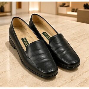 Vintage Easy Spirit Anti-Gravity Black Leather Block Heel Loafers Size 8M